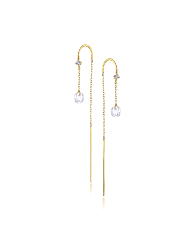 Encuentra la elegancia en los Pendientes Cadena Oro White Topaz de Lecarré. Diseñados en oro 18K, con deslumbrantes topacios que
