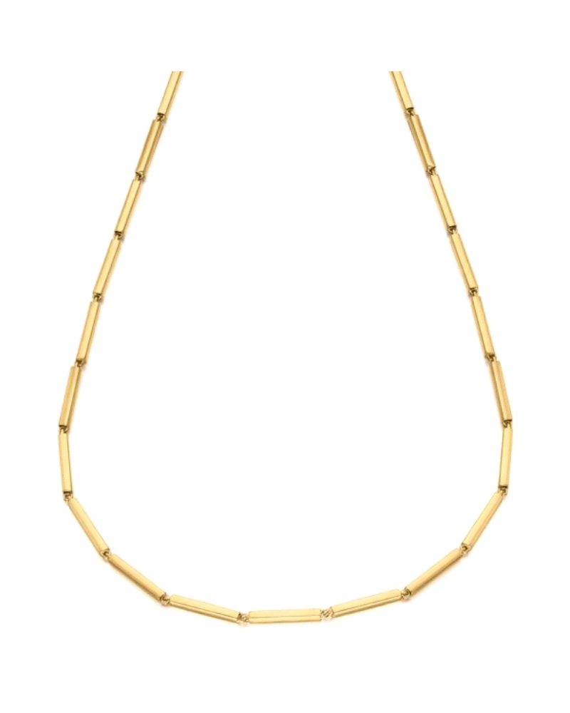 ¡Haz brillar tu estilo con la Cadena Oro Reflection de Lecarré! Hecha de Oro 18K, esta cadena es el complemento perfecto para cu