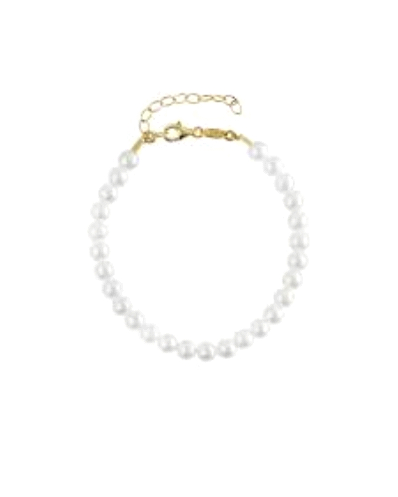 Pulsera con perlas de plata de ley. Largo de la cadena 16-19cm, tamaño de la perla 5mm, con cierre de mosquetón de la colección 