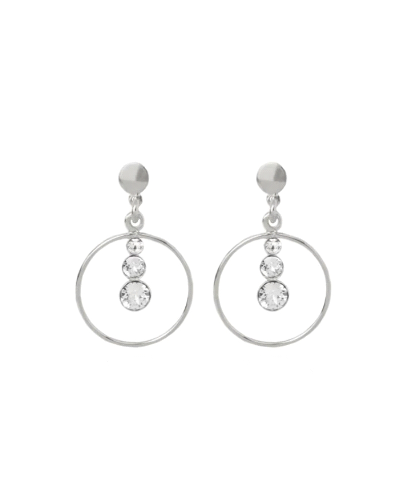 Pendientes Victoria Cruz para mujer de la colección Celeste fabricados en plata bañada en rodio de diseño colgante compuestos po