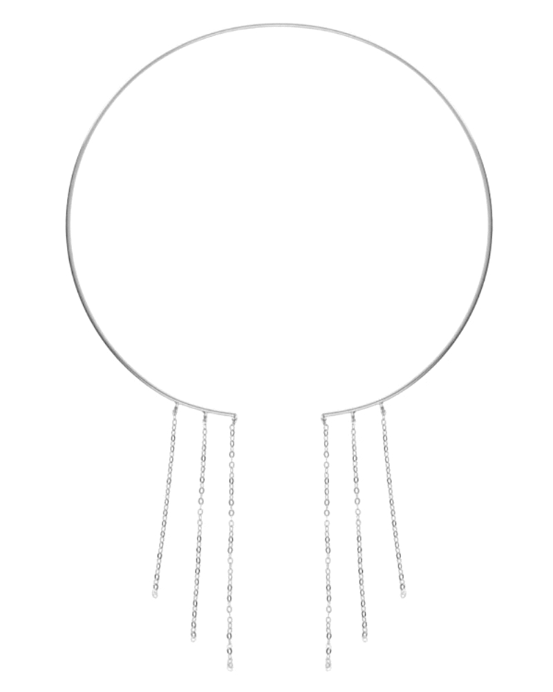 Choker de Plata de Ley de Victoria Cruz. Largo motivo: 7cm con forma cadena de la colección Muse.