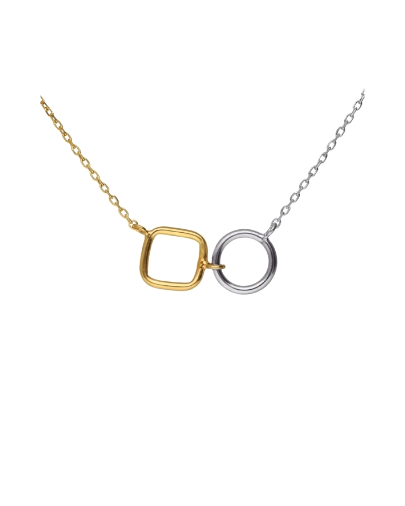 Collar Corto Victoria Cruz para mujer fabricado en plata bicolor compuesto por una cadena bicolor que da lugar a un colgante cua