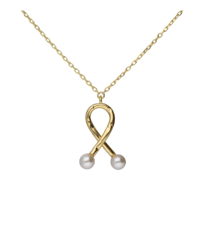 Collar corto lazo con perlas de Plata de Ley. Largo de 40-45cm con cierre reasa y cadena diamantada de la colección Sera.