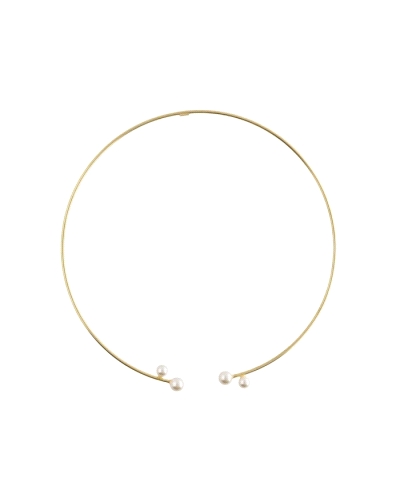 Collar Choker Victoria Cruz para mujer modelo Sera, fabricado en plata bañada en oro amarillo de diseño rígido y abierto por sus