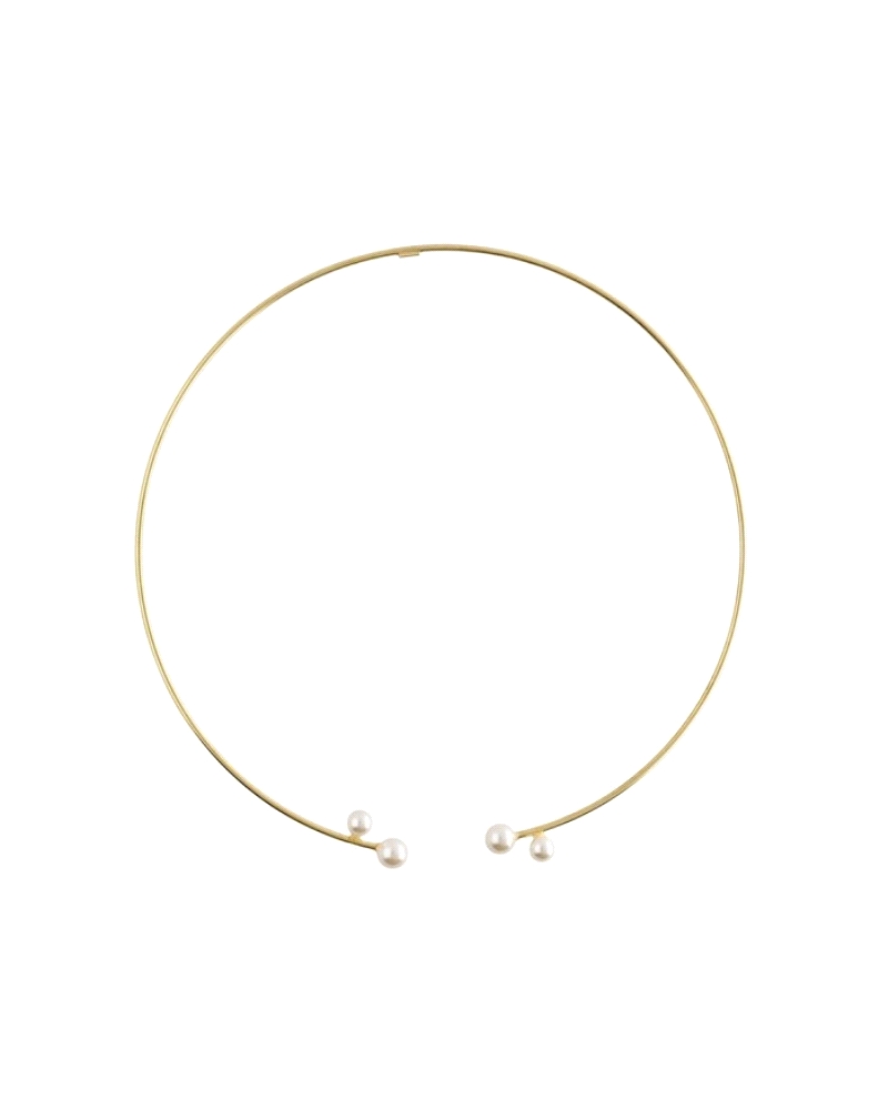 Collar Choker Victoria Cruz para mujer modelo Sera, fabricado en plata bañada en oro amarillo de diseño rígido y abierto por sus