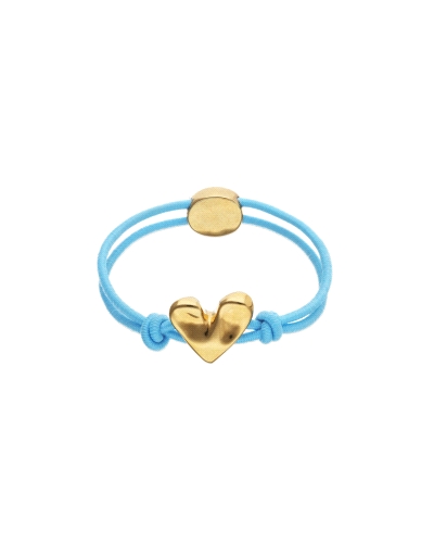 Pulsera de hilo azul con corazón bañado en oro 18k. Cuando algo dentro de ti palpita con fuerza, solo hay una forma de escucharl