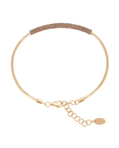 Pulsera Pesavento WPSCB383 realizada en Plata 925 de primera ley en tono amarillo con una barra curvada recubierto con el exclus