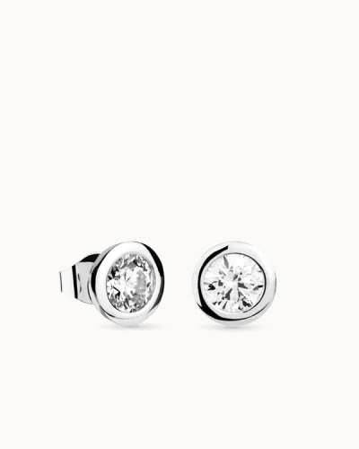 Pendientes en plata de ley 925mls con doble baño de platino y rodio y circonitas EXCELLENCE STAR CUT talladas con los estándares