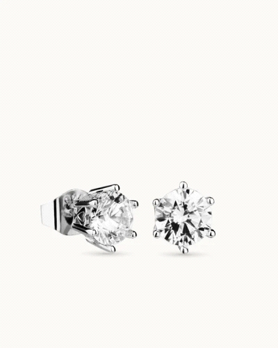 Pendientes en plata de ley 925mls con doble baño de platino y rodio y circonitas EXCELLENCE STAR CUT talladas con los estándares