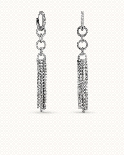 Pendientes en plata de ley 925mls con doble baño de platino y rodio y circonitas EXCELLENCE STAR CUT talladas con los estándares