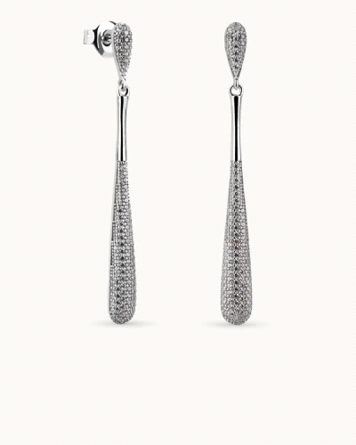 Pendientes en plata de ley 925mls con doble baño de platino y rodio y circonitas EXCELLENCE STAR CUT talladas con los estándares