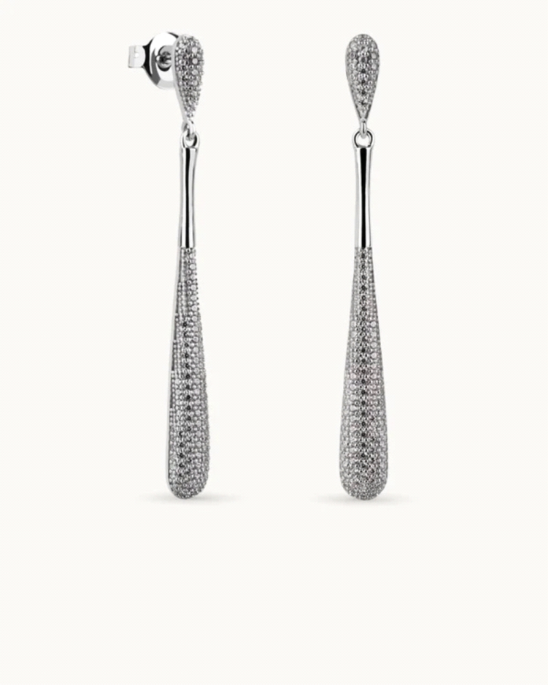 Pendientes en plata de ley 925mls con doble baño de platino y rodio y circonitas EXCELLENCE STAR CUT talladas con los estándares