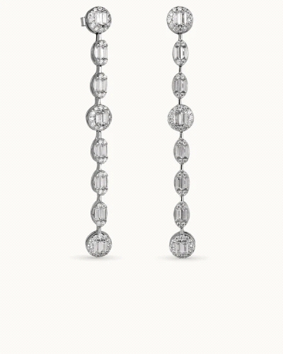 Pendientes en plata de ley 925mls con doble baño de platino y rodio y circonitas EXCELLENCE STAR CUT talladas con los estándares