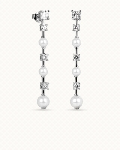 Pendientes en plata de ley 925mls con doble baño de platino y rodio y circonitas EXCELLENCE STAR CUT talladas con los estándares