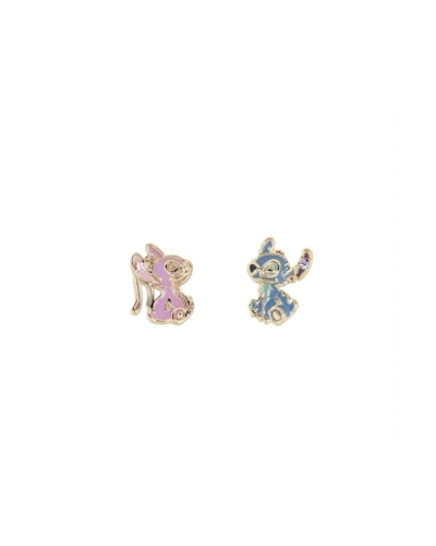 Pendientes de Angel & Stitch de bronce dorado BC0003P de Disney. Con cierre de presión.
