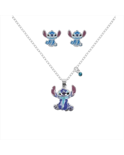 Set de collar con pendientes de Stitch de bronce BC0005ST de Disney. Con cierre de presión y collar con cierre de mosquetón.