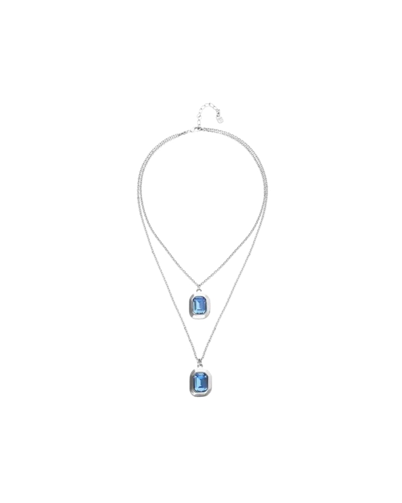 Collar Doble UNOde50 para mujer modelo Núcleo fabricado en aleación de metales bañados en plata compuesto por una doble cadena c