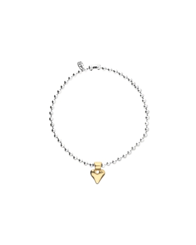 Collar UNOde50 para mujer modelo Pálpito compuesto por una cadena formada por bolas en aleación bañado en plata que da lugar a u