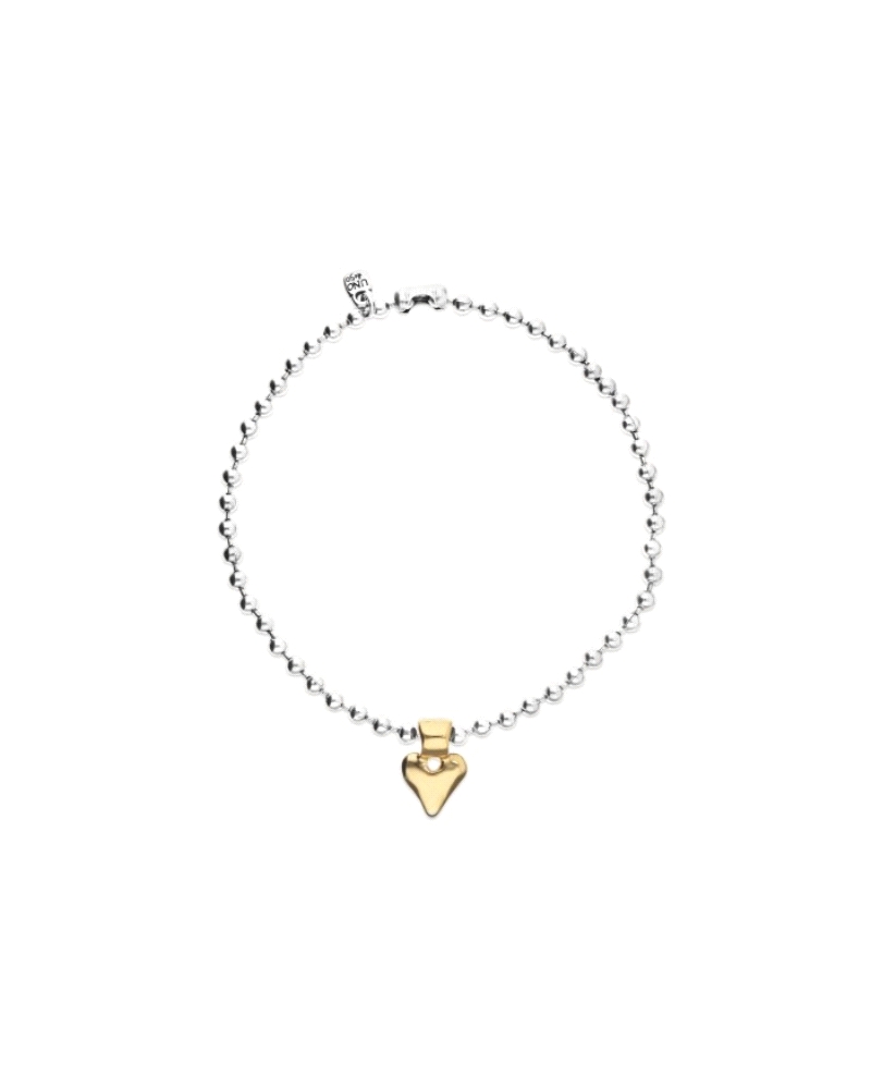 Collar UNOde50 para mujer modelo Pálpito compuesto por una cadena formada por bolas en aleación bañado en plata que da lugar a u