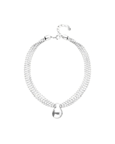 Collar UNOde50 para mujer modelo Gravedad compuesto por triple cadena que da lugar a una bola colgante en aleación de metales ba