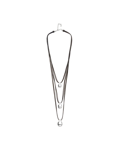 Collar UNOde50 para mujer modelo Gravedad compuesto por triple collar de cuero cada uno con una bola colgante en aleación de met