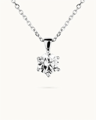 Collar punto de luz en plata de ley 925mls con doble baño de platino y rodio y circonita EXCELLENCE STAR CUT tallada con los est