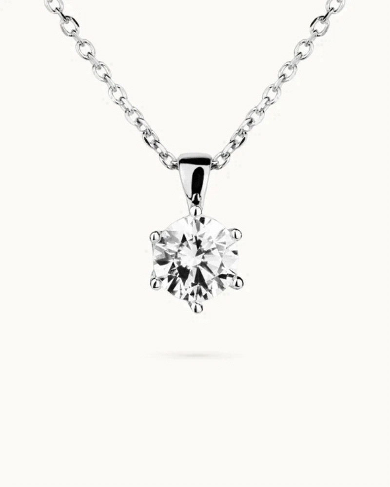 Collar punto de luz en plata de ley 925mls con doble baño de platino y rodio y circonita EXCELLENCE STAR CUT tallada con los est