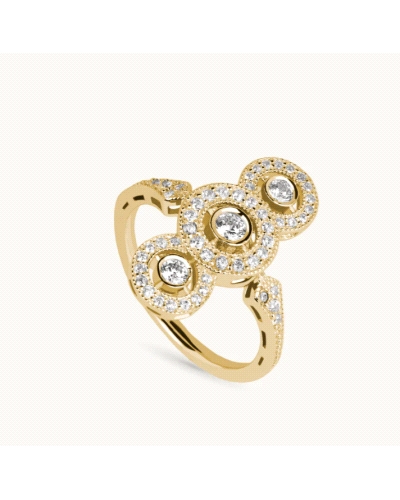 Anillo en plata de ley 925mls con doble baño de platino y rodio y circonitas EXCELLENCE STAR CUT talladas con los estándares ide