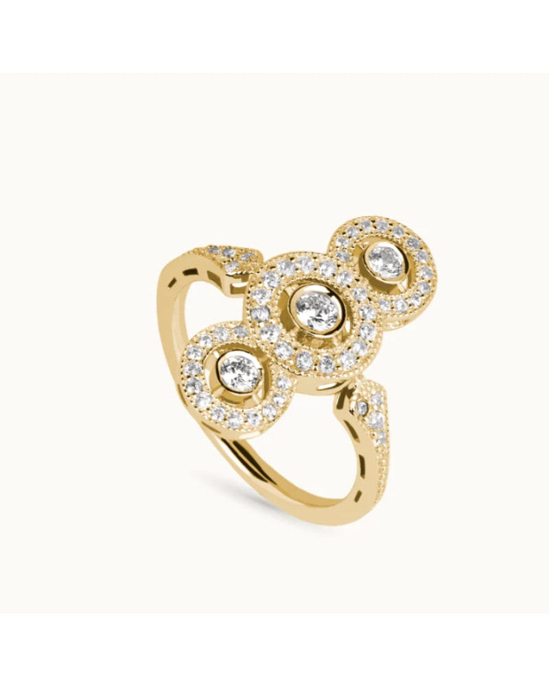 Anillo en plata de ley 925mls con doble baño de platino y rodio y circonitas EXCELLENCE STAR CUT talladas con los estándares ide