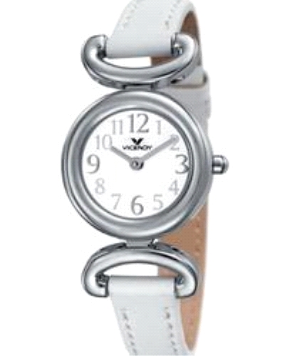 Reloj Viceroy de mujer analógico con correa blanca fina.