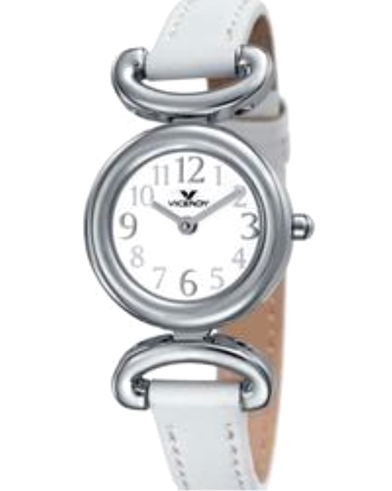 Reloj Viceroy de mujer analógico con correa blanca fina.