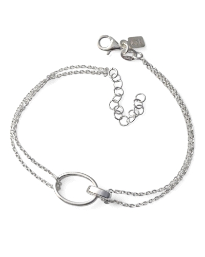 Pulsera de plata de ley 925 con doble cadena forzada ( 1mm ) de 16.5 cm de largo + cadena adaptable de 3 cm con motivo de asas o