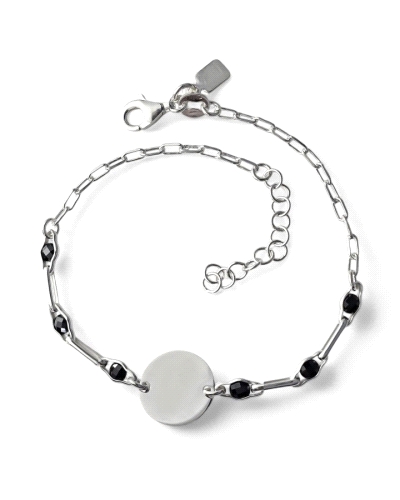 Pulsera de plata de ley 925 con cadena forzada alargada ( 2mm ancho ) de 17 cm de largo + cadena adaptable de 3 cm con motivo de
