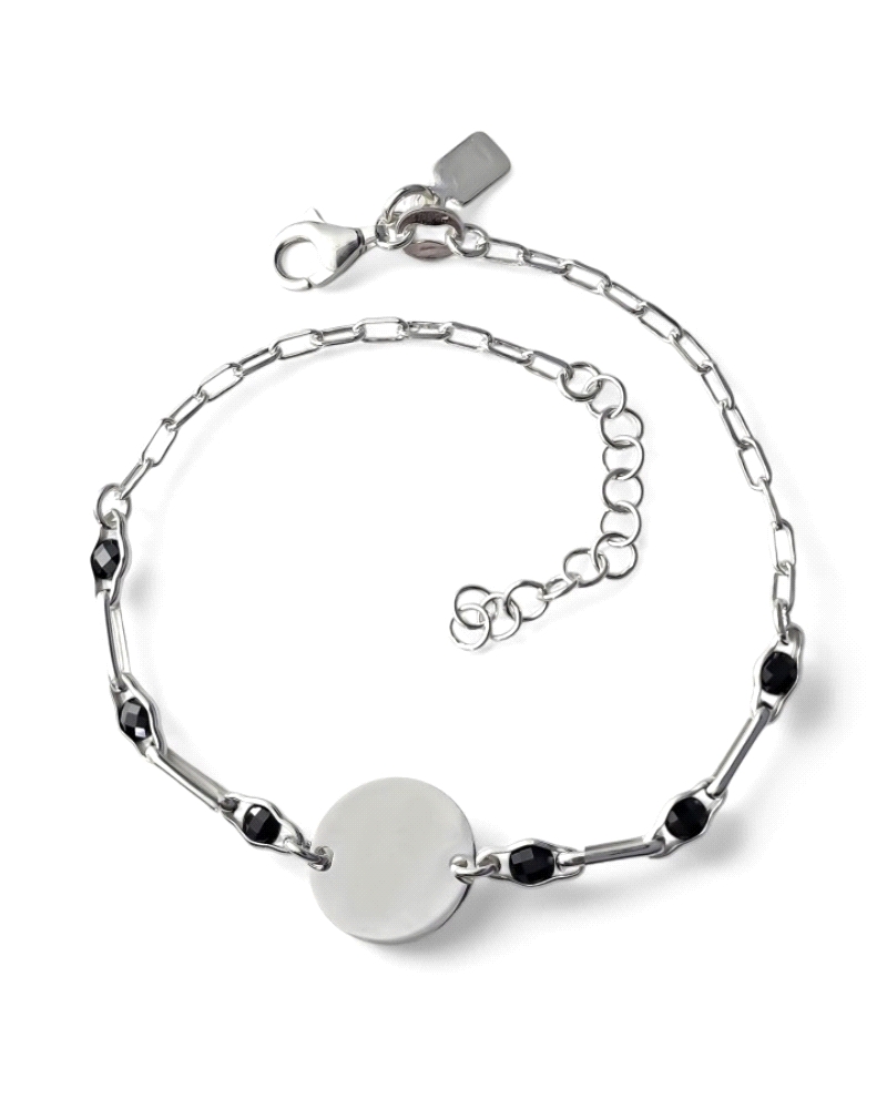Pulsera de plata de ley 925 con cadena forzada alargada ( 2mm ancho ) de 17 cm de largo + cadena adaptable de 3 cm con motivo de