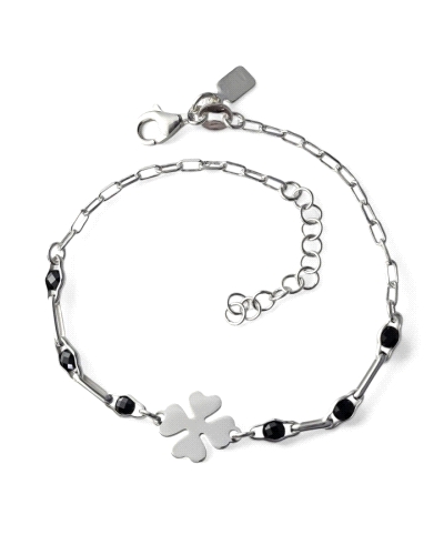 Pulsera de plata de ley 925 con cadena forzada alargada ( 2mm ancho ) de 17 cm de largo + cadena adaptable de 3 cm con motivo de