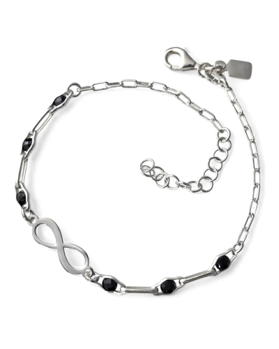 Pulsera de plata de ley 925 con cadena forzada alargada ( 2mm ancho ) de 17 cm de largo + cadena adaptable de 3 cm con motivo de