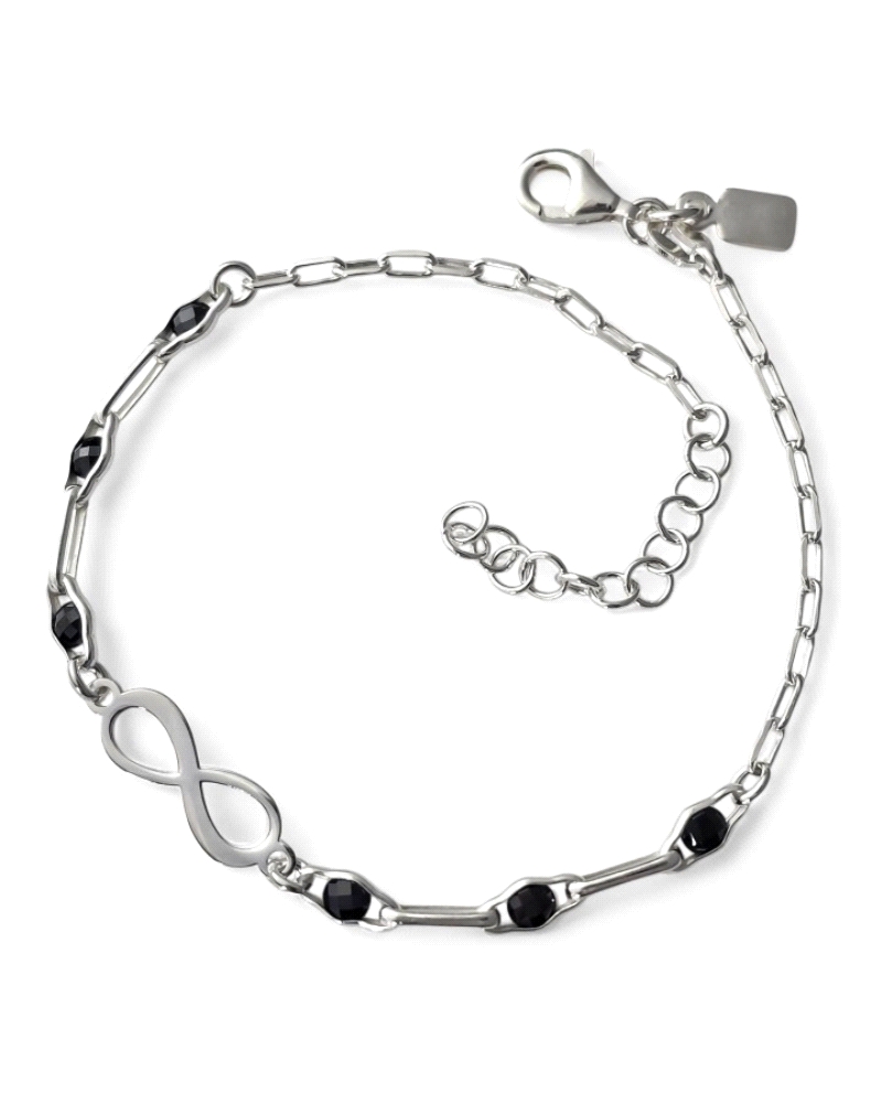 Pulsera de plata de ley 925 con cadena forzada alargada ( 2mm ancho ) de 17 cm de largo + cadena adaptable de 3 cm con motivo de