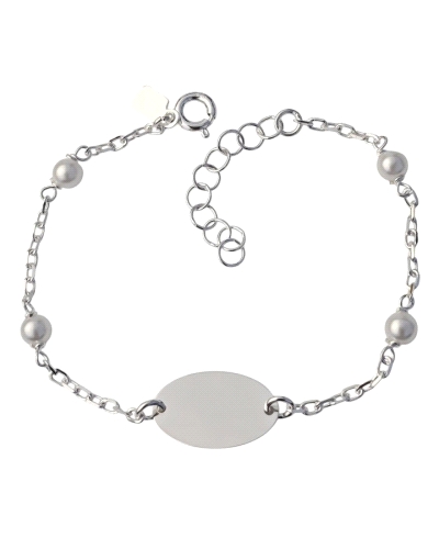 Pulsera de plata de ley 925 con cadena forzada ( 2mm ) de 15 cm de largo + cadena adaptable de 3 cm con chapa para grabar ( 10mm
