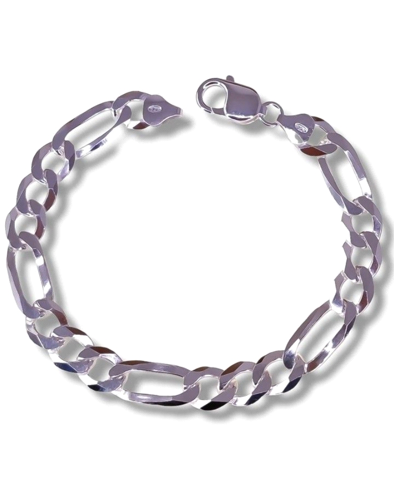 Pulsera de caballero plata de ley 925 con cadena alternada 3+1 ( 9mm ancho ) y 20.5 cm de largo.