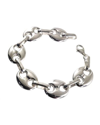 Pulsera de calabrote mediana de plata lisa continuada.