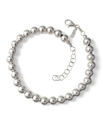 Pulsera de plata de ley 925 de bolas ( 6mm ) de 18.5 cm de largo + cadena adaptable de 3 cm.