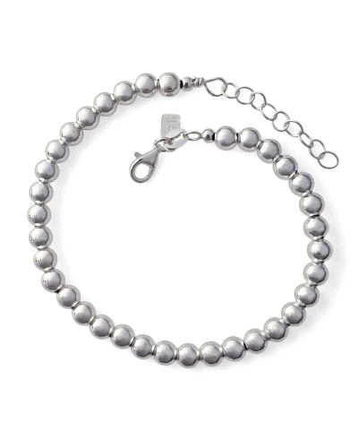 Pulsera de plata de ley 925 de bolas ( 5mm ) de 18.5 cm de largo + cadena adaptable de 2.5 cm.