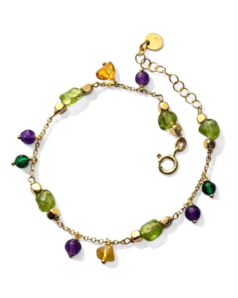 Pulsera de plata de ley 925 de 17 cm de largo + cadena adaptable de 5cm. Contiene piedras naturales como la Hematite, Jade facet