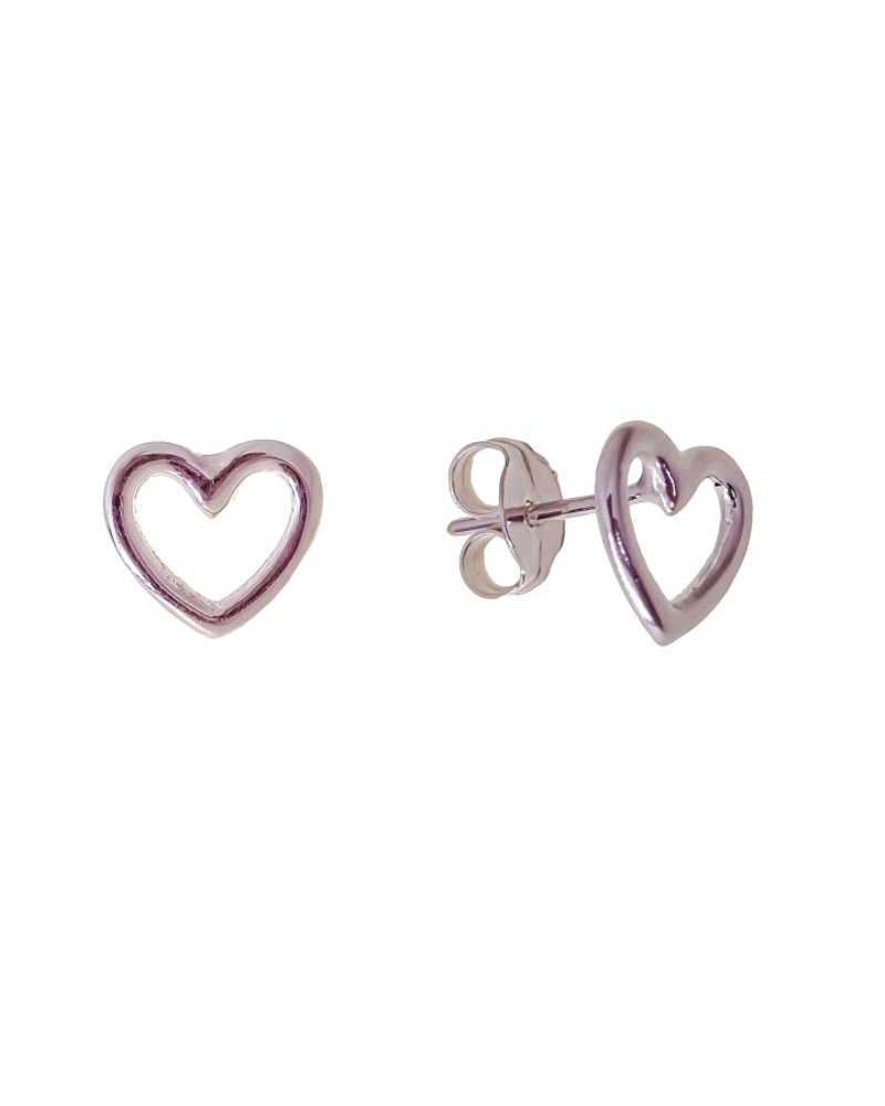 Pendiente de plata de ley 925 de corazón calado de 8mm x 8mm en presión.