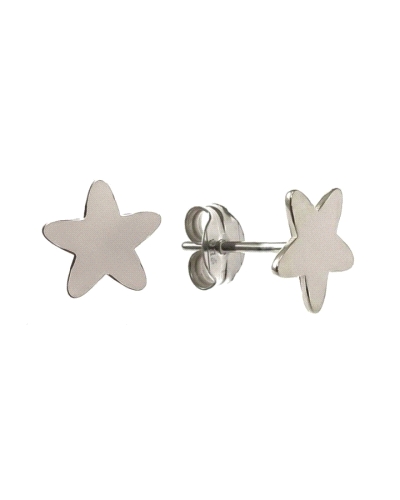 Pendiente liso de plata de ley 925 con motivo de estrella de 8mm x 8mm en presión.