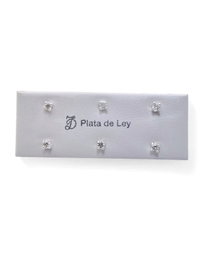Pendiente de plata de ley 925 de garra con circonita ( 2.5mm ) y cierre a presión.
