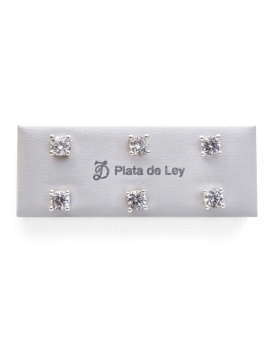 Pendiente de garra de plata de ley 925 con circonita de 5mm y cierre a presión.