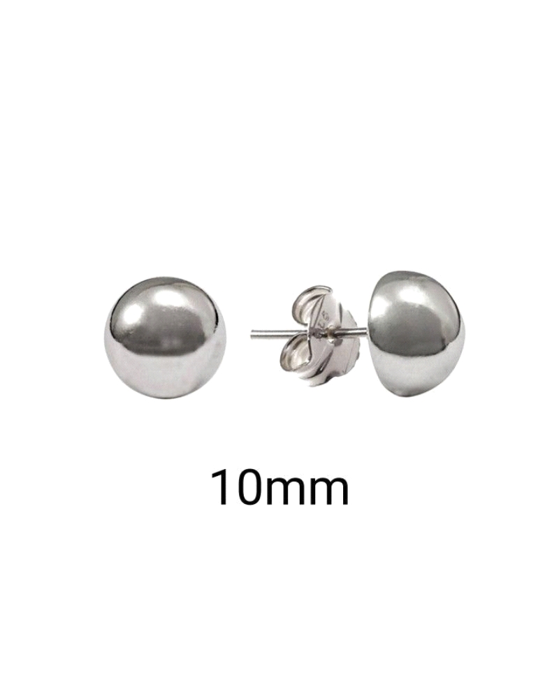 Pendiente de plata de ley liso m/bola con cierre a presión de 10 mm.