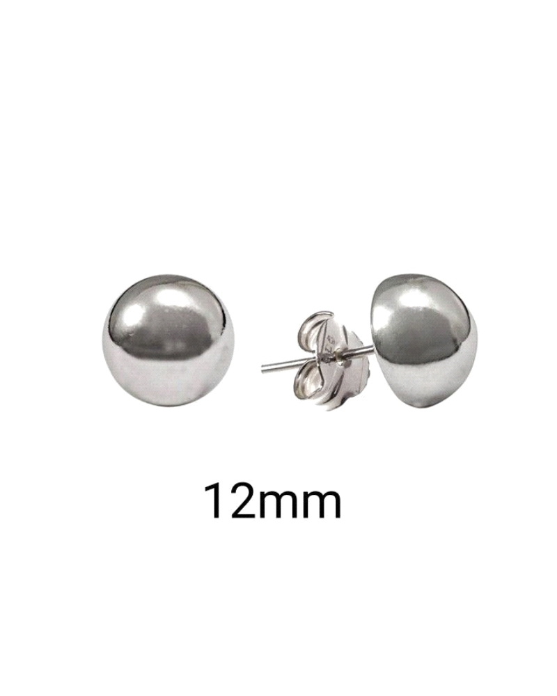 Pendiente de plata de ley m/bola con cierre a presión de 12 mm.