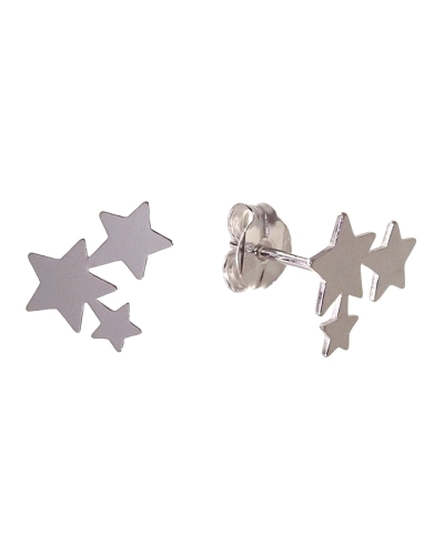 Pendiente de plata de ley 925 de estrellas ( 11mm ) con cierre a presión.